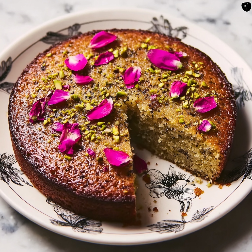 Persian Love Cake with Rosewater, Pistachios, and Dried Roses Recipe - Recipe Image