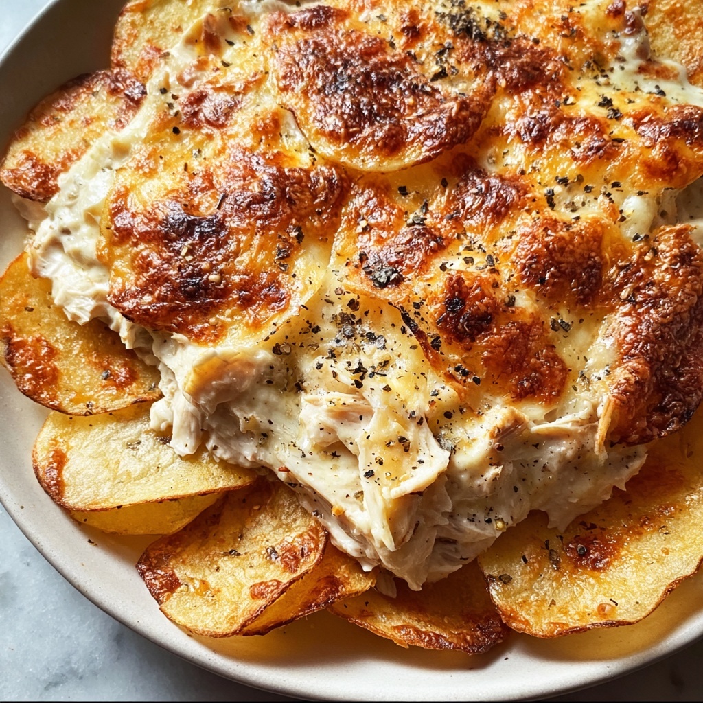 Chicken Alfredo Dip with Bread Chips Recipe - Recipe Image