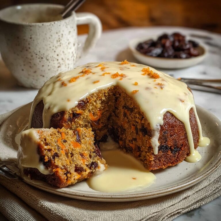 Carrot Date Raisin Pudding with Nutmeg Cream Recipe