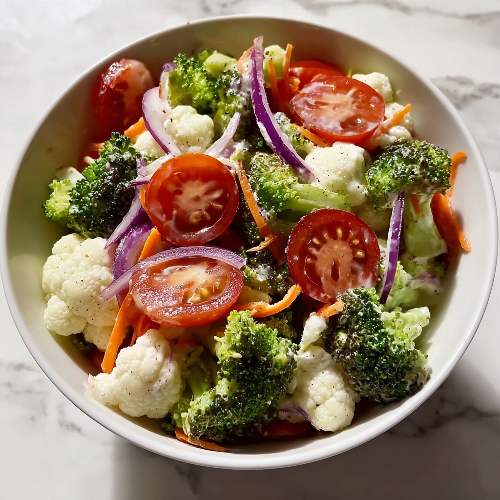 Fresh Cauliflower Broccoli Salad with Sunflower Seeds and Ranch Dressing Recipe - Recipe Image