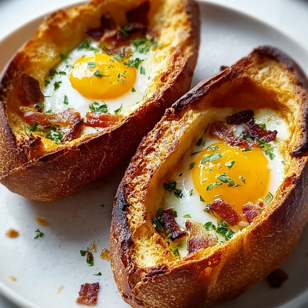 Pork-Free Baked Egg Boats: A Hearty Breakfast Delight Recipe - Recipe Image