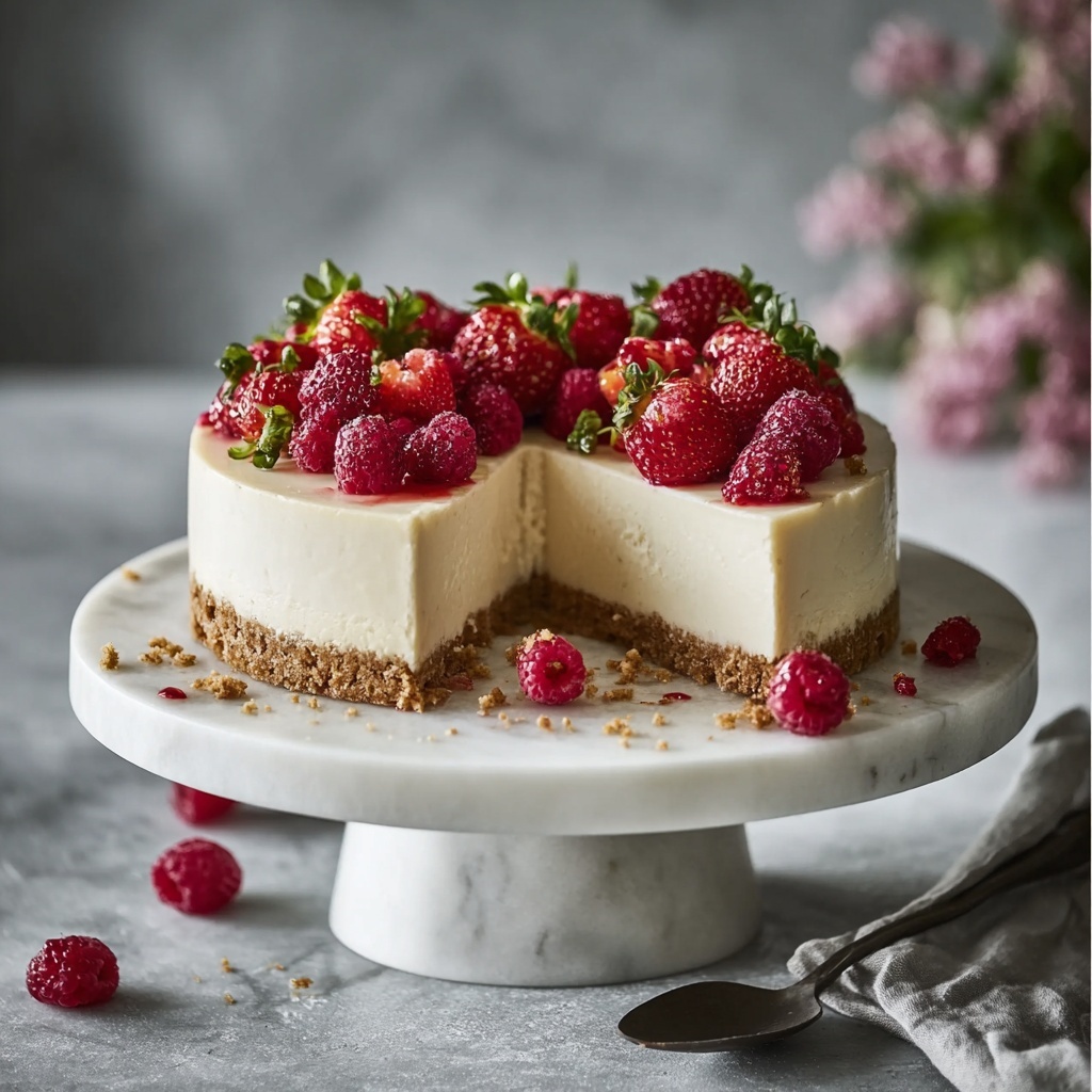 Creamy Vegan Tofu Cheesecake Recipe - Recipe Image