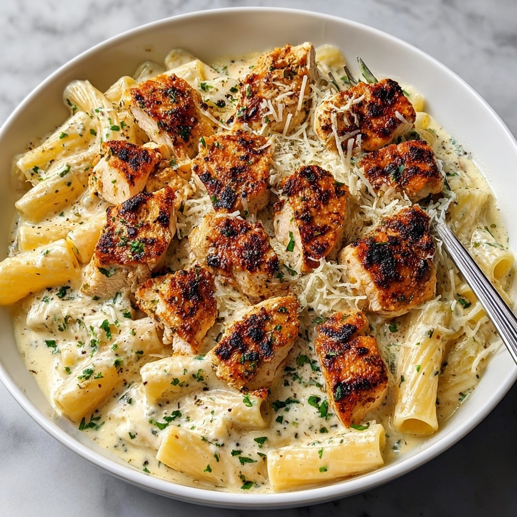 Garlic Butter Chicken Rigatoni Parmesan Recipe - Recipe Image