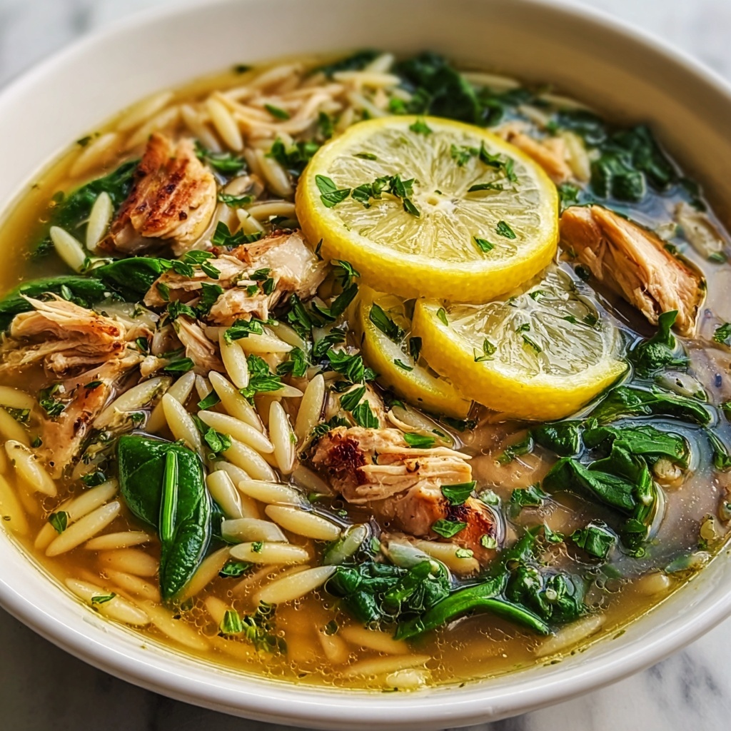 Lemon Chicken Orzo Soup with Spinach Recipe - Recipe Image