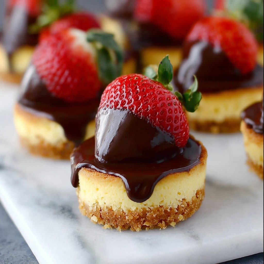 Chocolate-Dipped Strawberry Mini Cheesecakes Recipe - Recipe Image