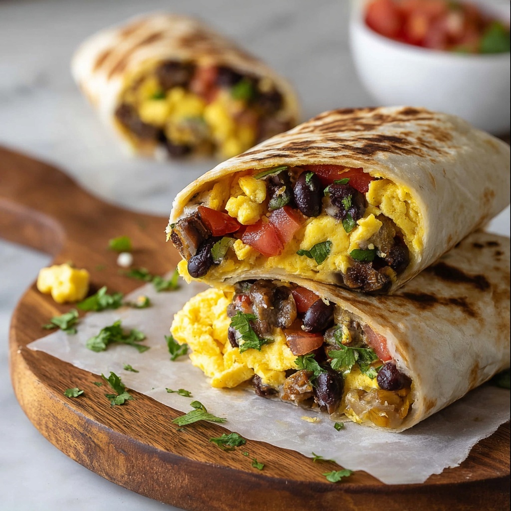 Creamy Egg and Veggie Breakfast Burrito with Roasted Potatoes Recipe - Recipe Image