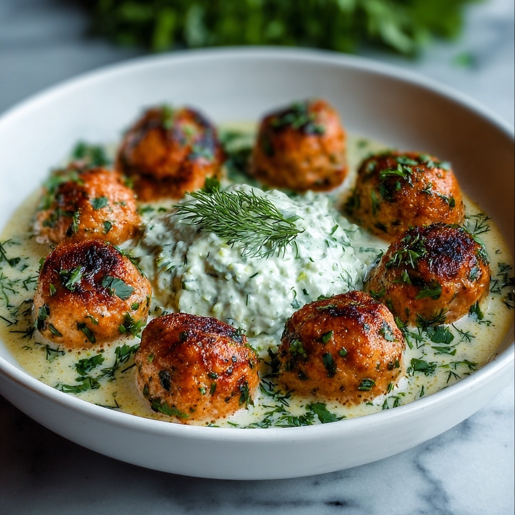 Greek Chicken Meatballs with Homemade Tzatziki Recipe - Recipe Image