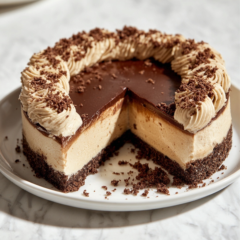 No-Bake Chocolate Peanut Butter Cheesecake Recipe - Recipe Image
