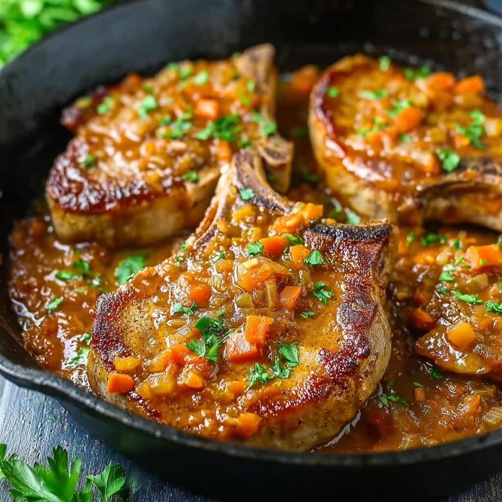 Smothered Pork Chops with Creamy Onion Gravy Recipe - Recipe Image