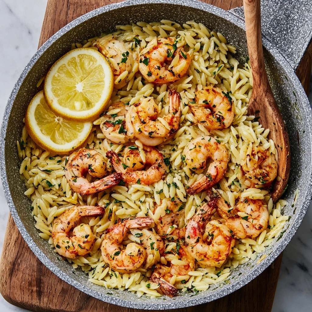 One Pan Shrimp Orzo with Lemon Recipe - Recipe Image