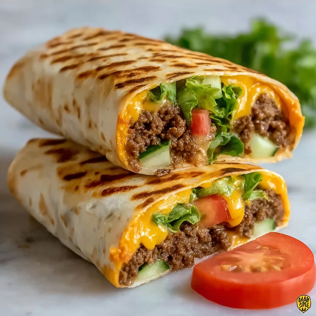 Grilled Cheeseburger Wraps Recipe - Recipe Image