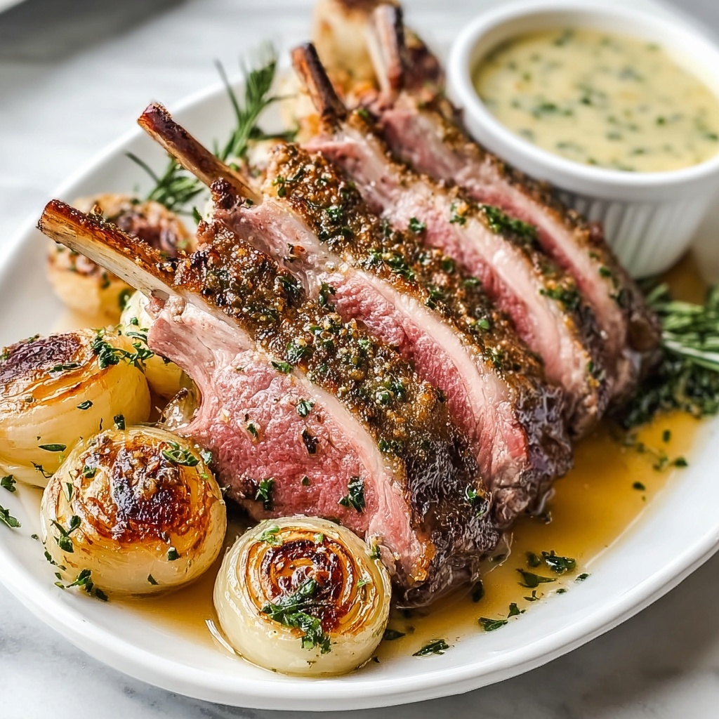 Garlic Roasted Rack of Lamb with Butter Sauce Recipe - Recipe Image