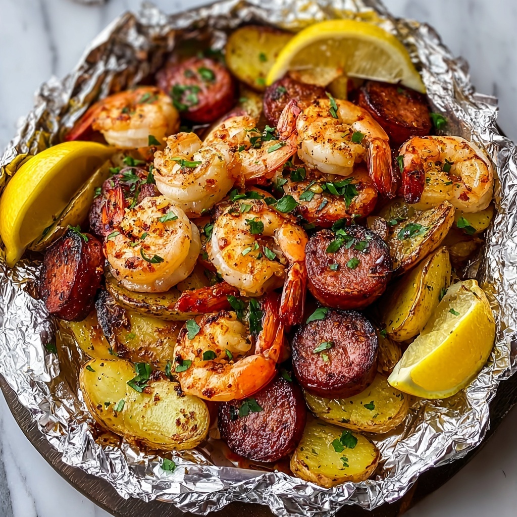Cajun Sausage Shrimp Foil Packs Recipe - Recipe Image