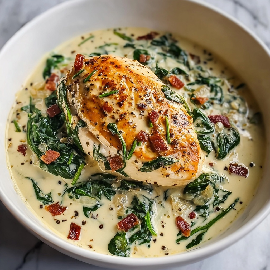 Creamy Chicken Breast in Spinach Parmesan Sauce Recipe - Recipe Image