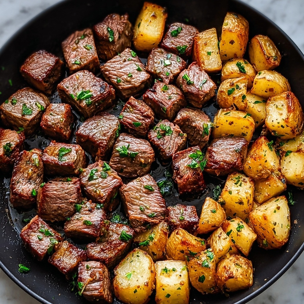 Garlic Butter Herb Steak Bites and Potatoes Recipe - Recipe Image