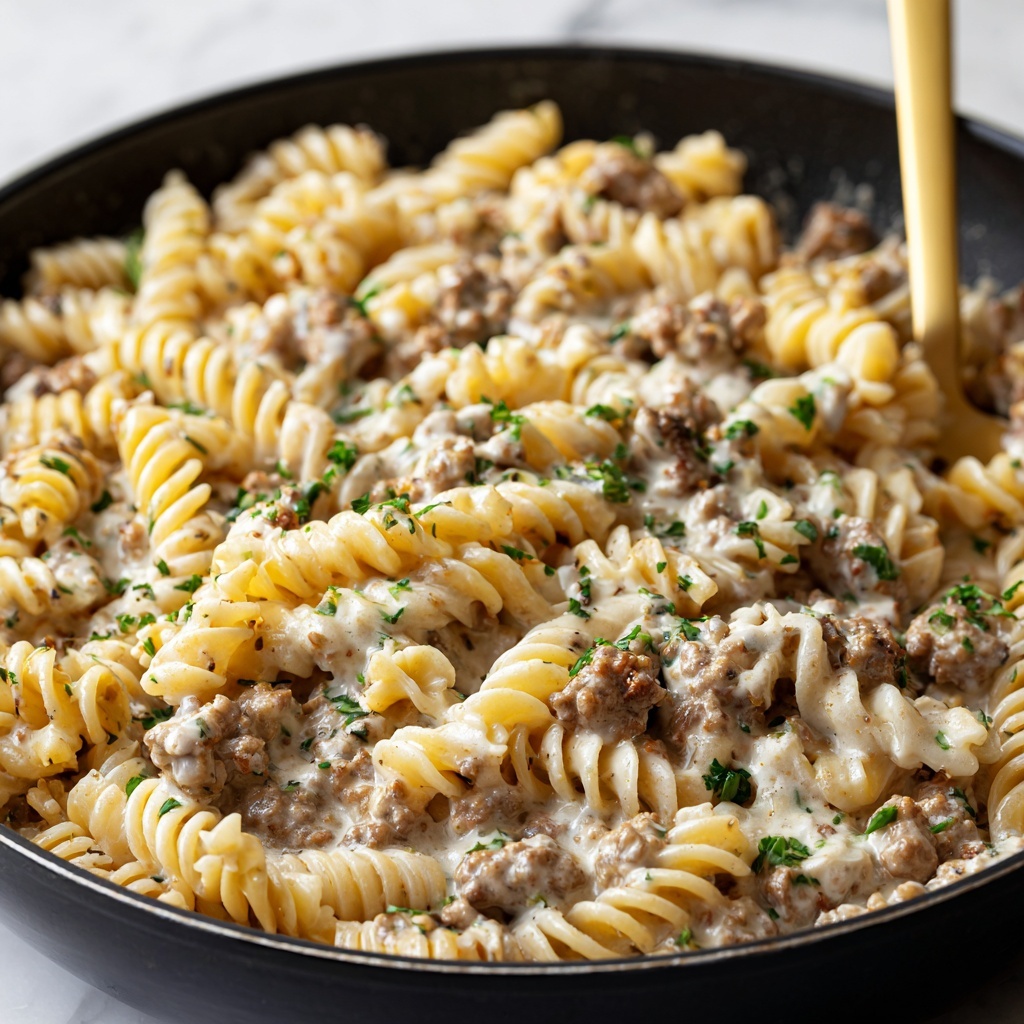 Stovetop Creamy Ground Beef Pasta Recipe - Recipe Image