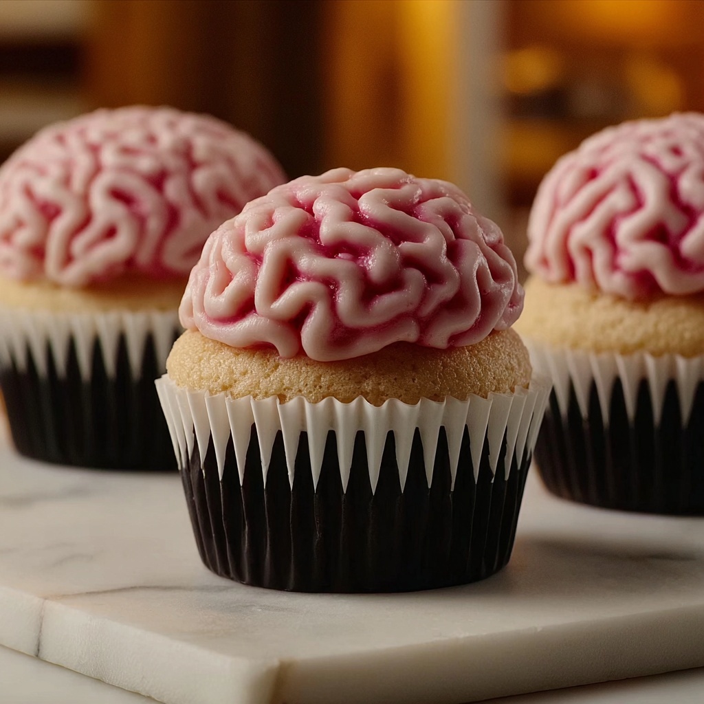 Deliciously Creepy Brain Cupcakes for a Spooktacular Halloween Recipe - Recipe Image
