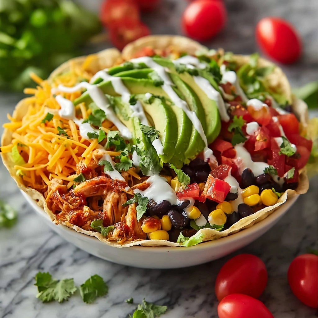 Turkey Avocado Fiesta Tostada Bowls with Creamy Lime Ranch Recipe - Recipe Image