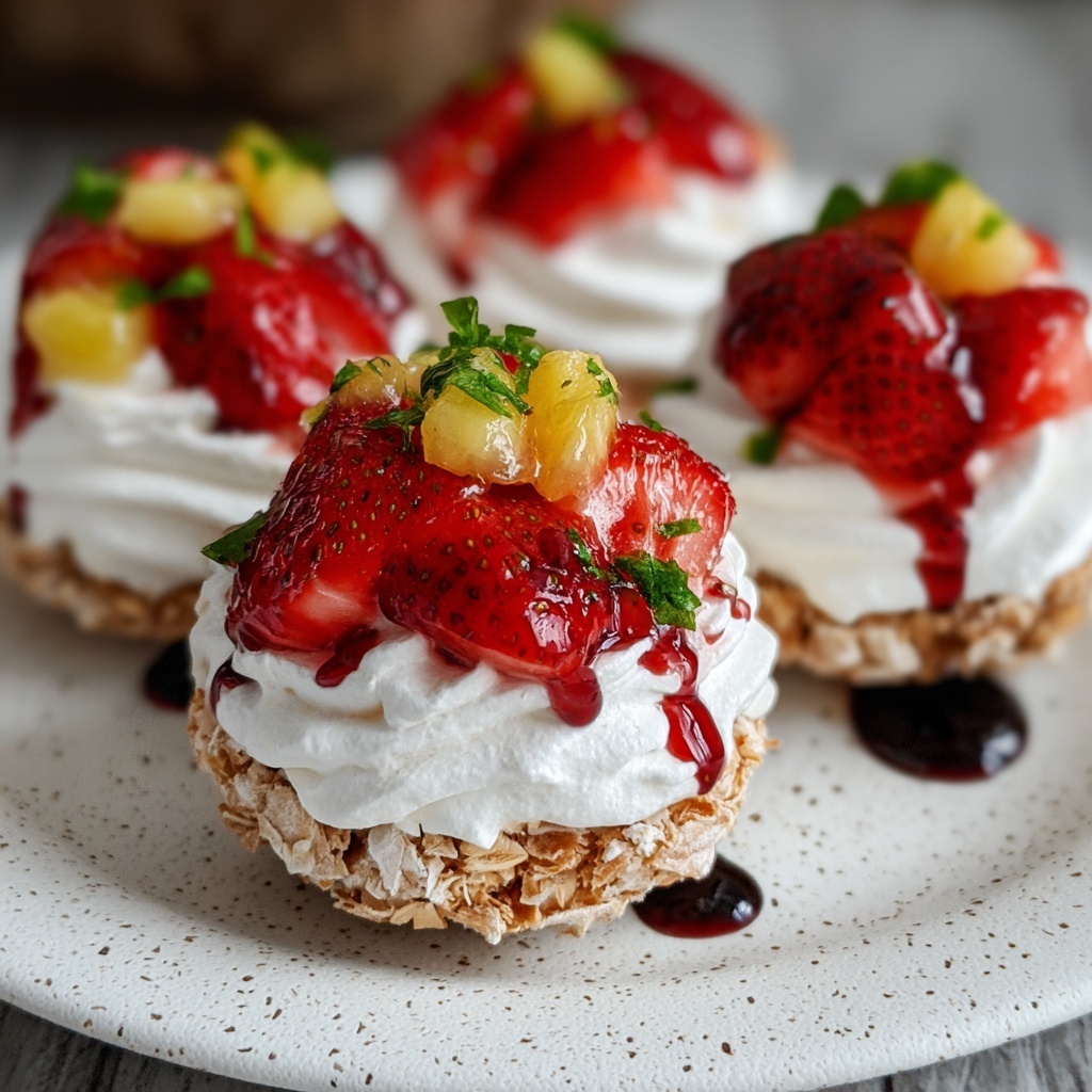 Strawberry Basil Pavlova Nests Recipe - Recipe Image