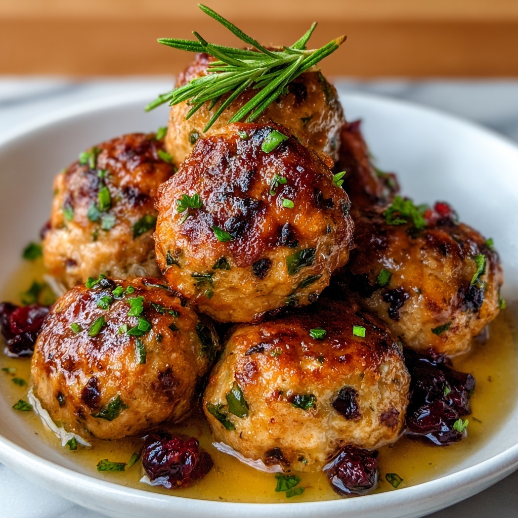 Festive Cranberry Turkey Stuffing Balls Recipe - Recipe Image