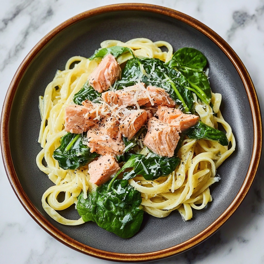 Spinach Salmon Pasta Recipe - Recipe Image