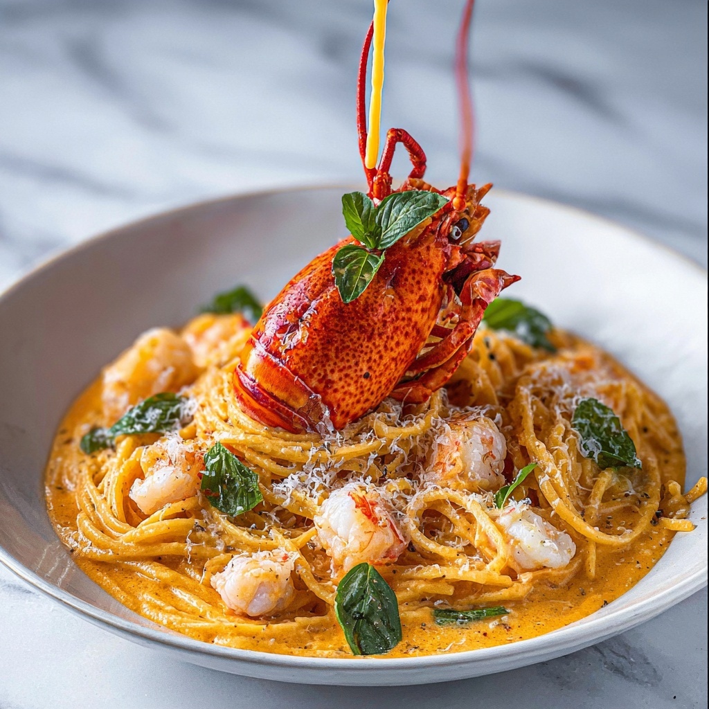 Creamy Lobster Pasta with Cherry Tomatoes Recipe - Recipe Image