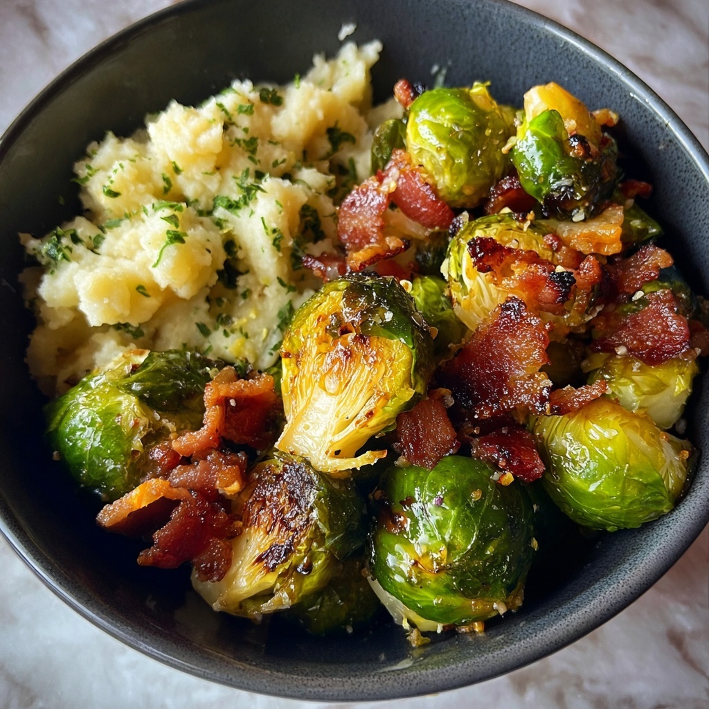 Sweet & Spicy Hot Honey Brussels Sprouts with Bacon Recipe - Recipe Image