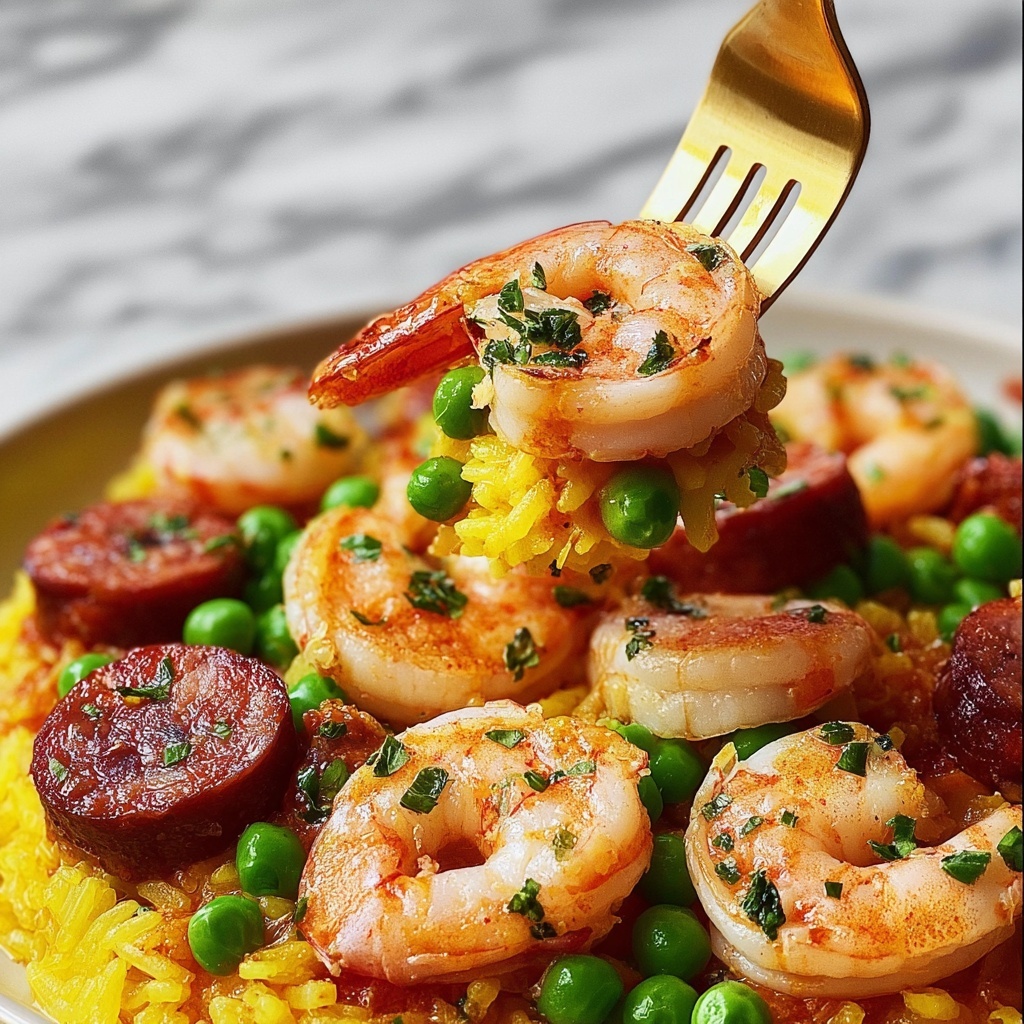 Weeknight Paella with Shrimp, Chorizo, and Peas Recipe - Recipe Image