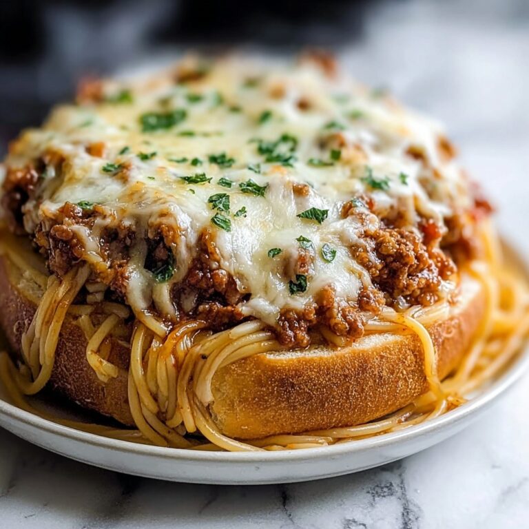 Cheesy Bread Bowl Spaghetti Recipe