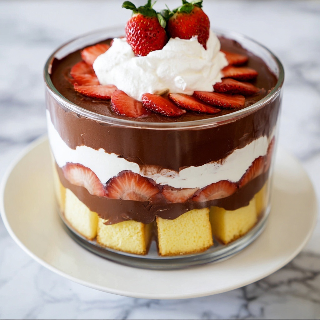 Strawberry Chocolate Pound Cake Trifle Recipe - Recipe Image