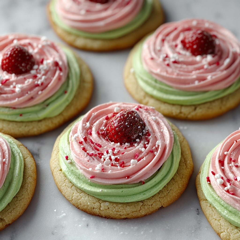 Strawberry Frosted Matcha Cookies Recipe - Recipe Image