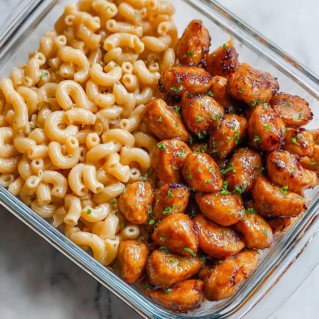 High Protein Honey Garlic Butter Chicken with Mac & Cheese Recipe - Recipe Image