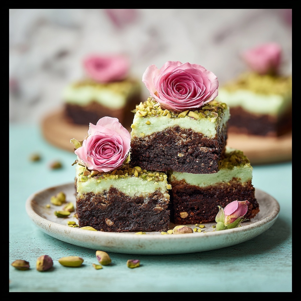 Gluten-Free Pistachio Rosewater Brownies Recipe - Recipe Image