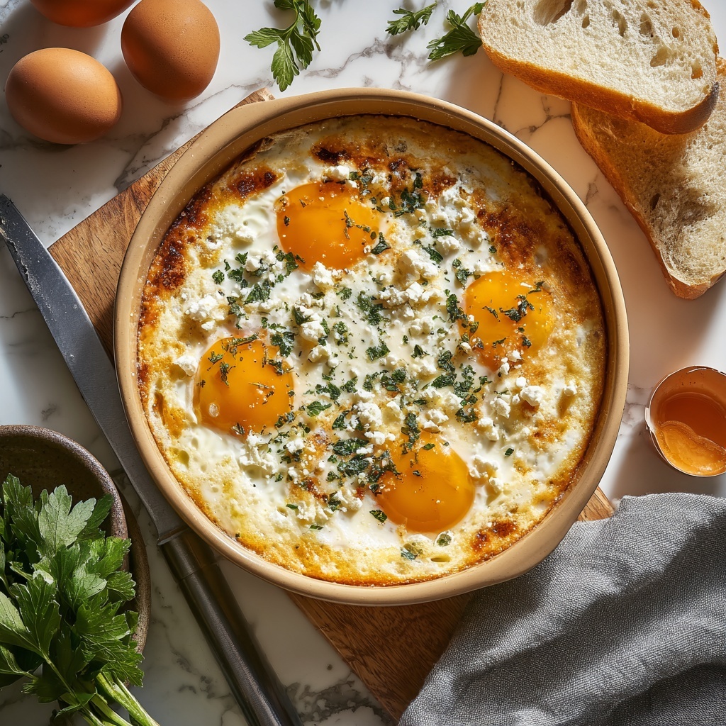 Mediterranean Baked Feta Eggs Recipe - Recipe Image