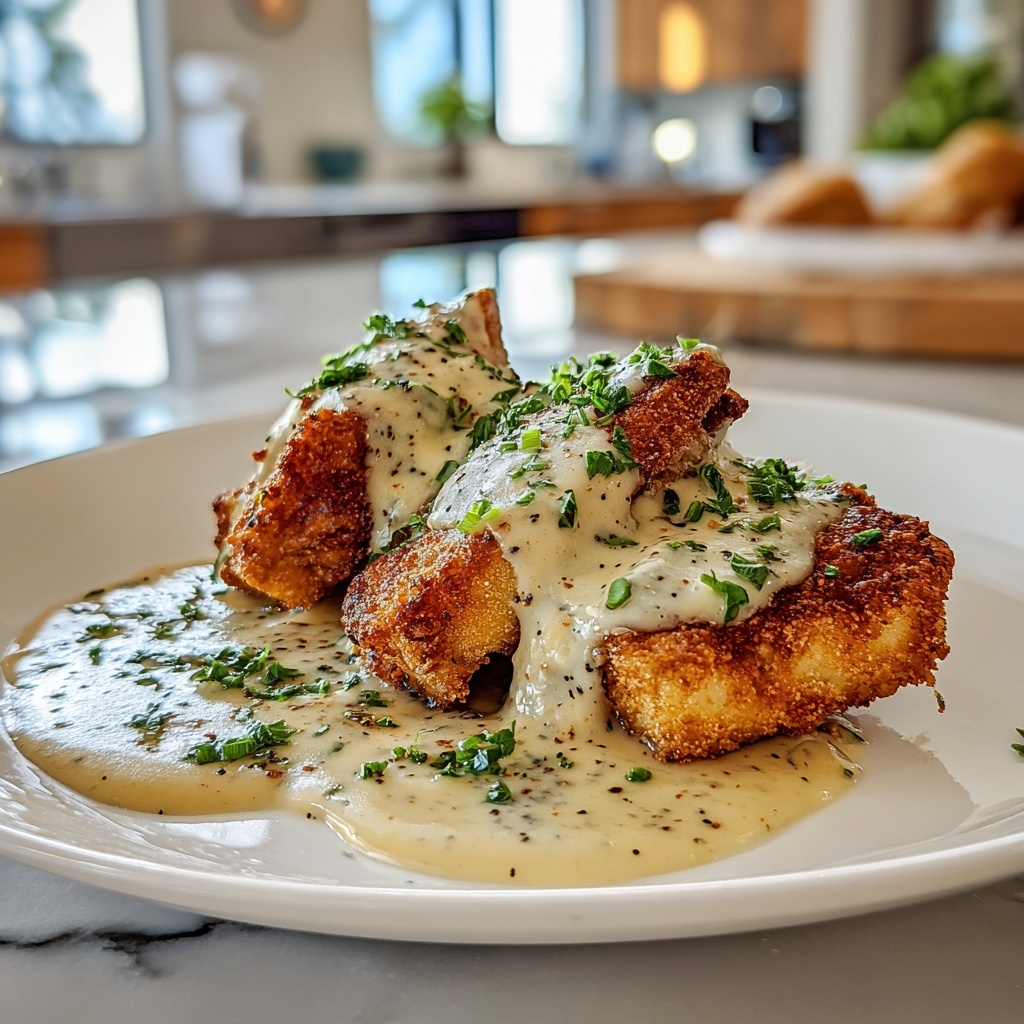 Crispy Parmesan Chicken with Dreamy Garlic Cream Sauce Recipe - Recipe Image