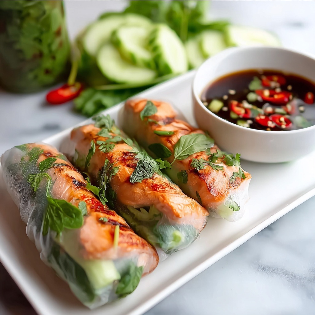 Vietnamese Baked Salmon Spring Rolls Recipe - Recipe Image