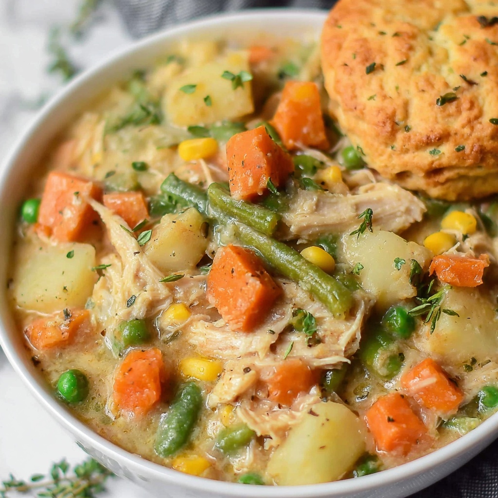 Crockpot Chicken Pot Pie with Fluffy Biscuit Topping Recipe - Recipe Image