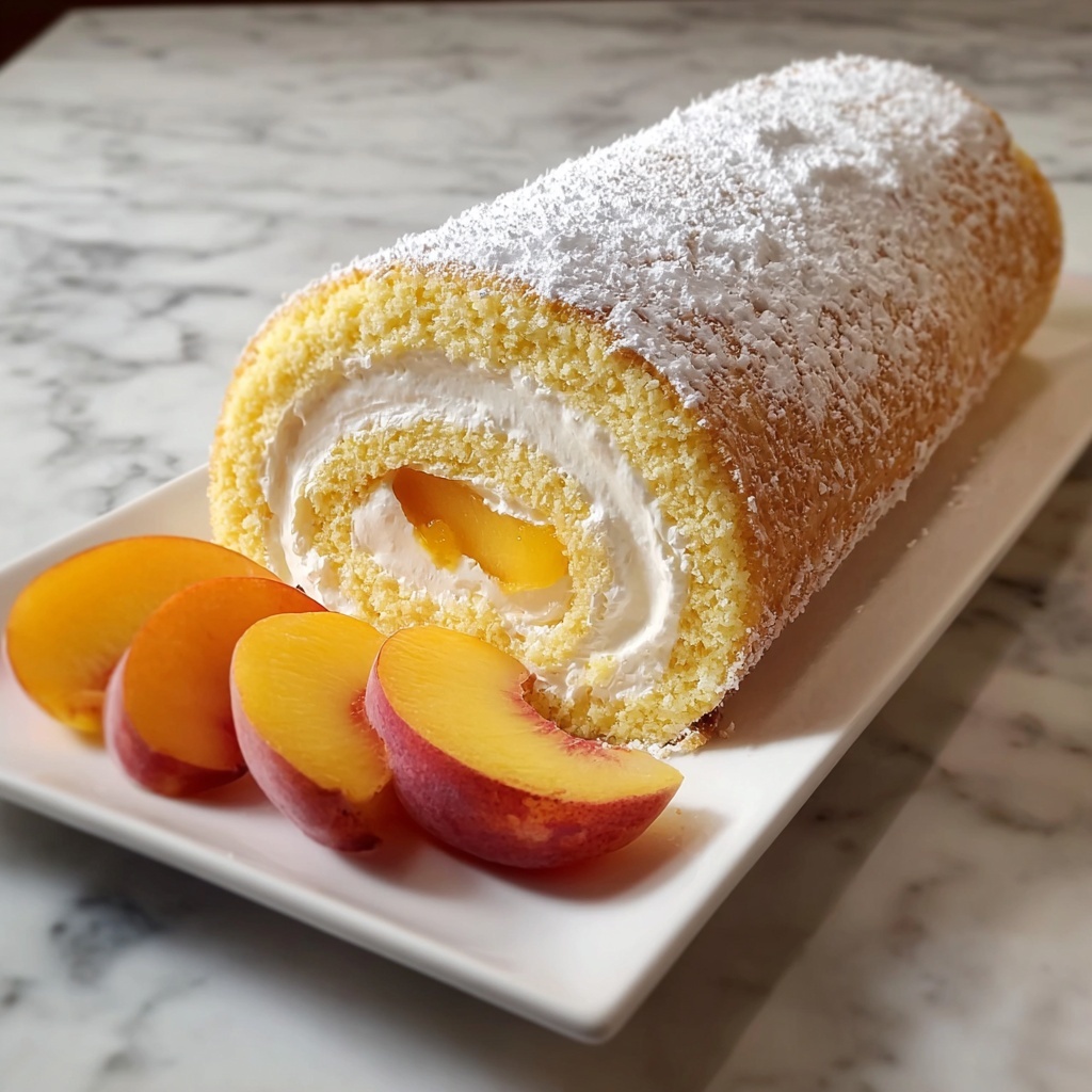 White Peach Swiss Roll Recipe - Recipe Image