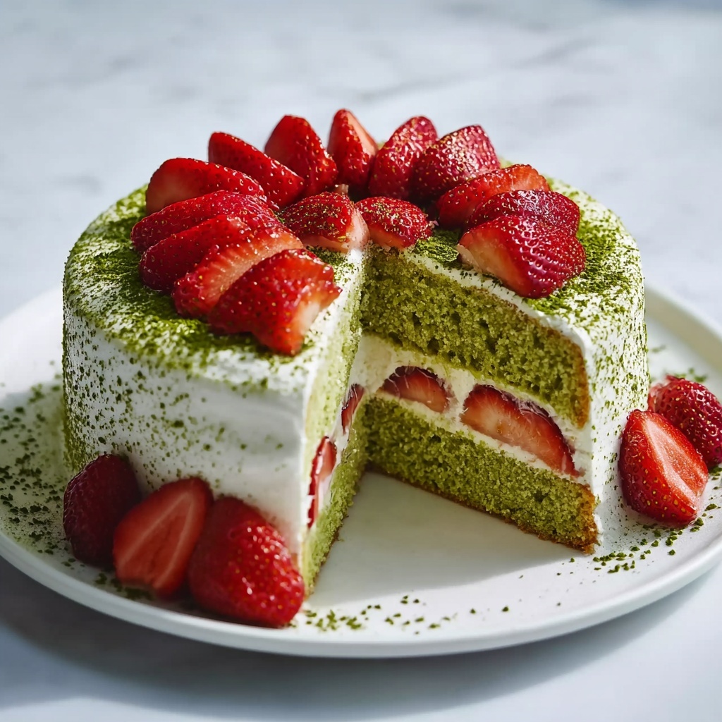 Matcha Strawberry Cake Recipe - Recipe Image