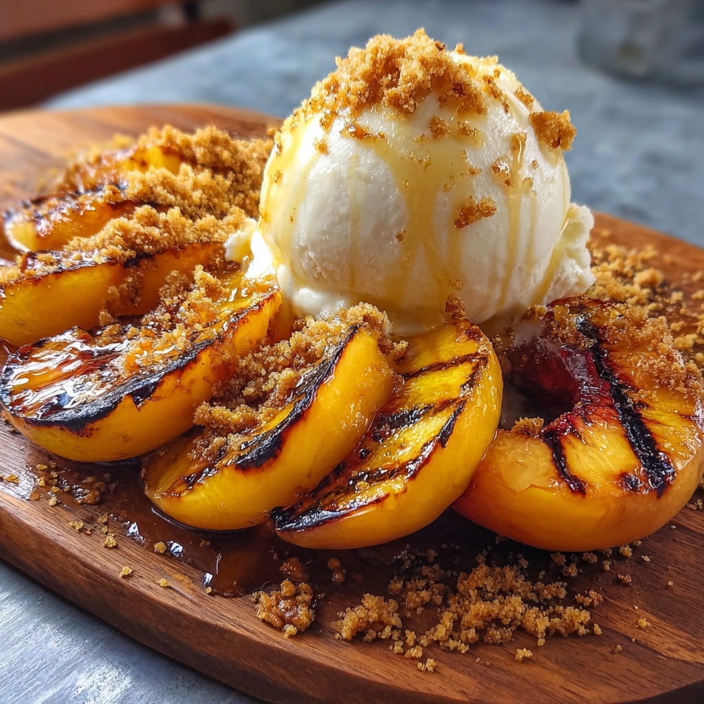 Grilled Peaches with Vanilla Ice Cream and Nuts Recipe - Recipe Image