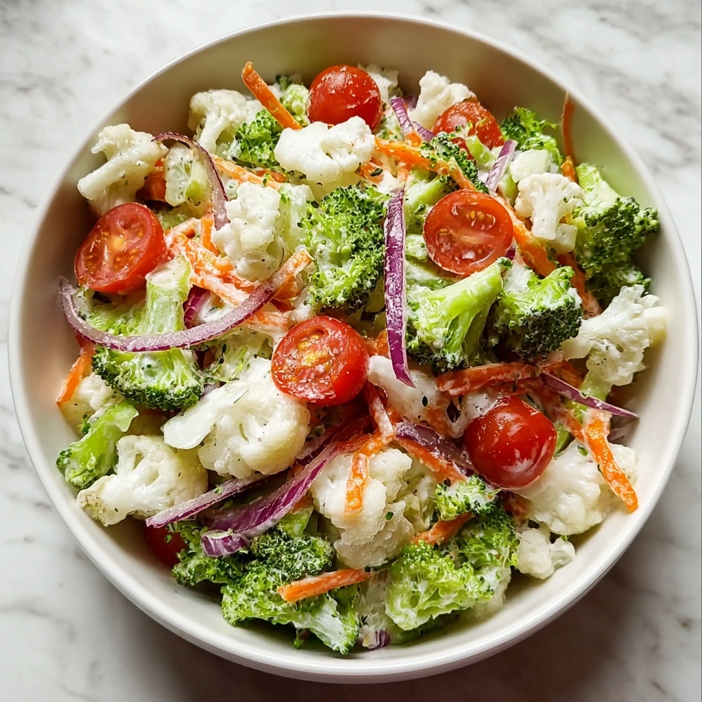 Fresh Cauliflower Broccoli Salad with Sunflower Seeds and Ranch Dressing Recipe - Recipe Image
