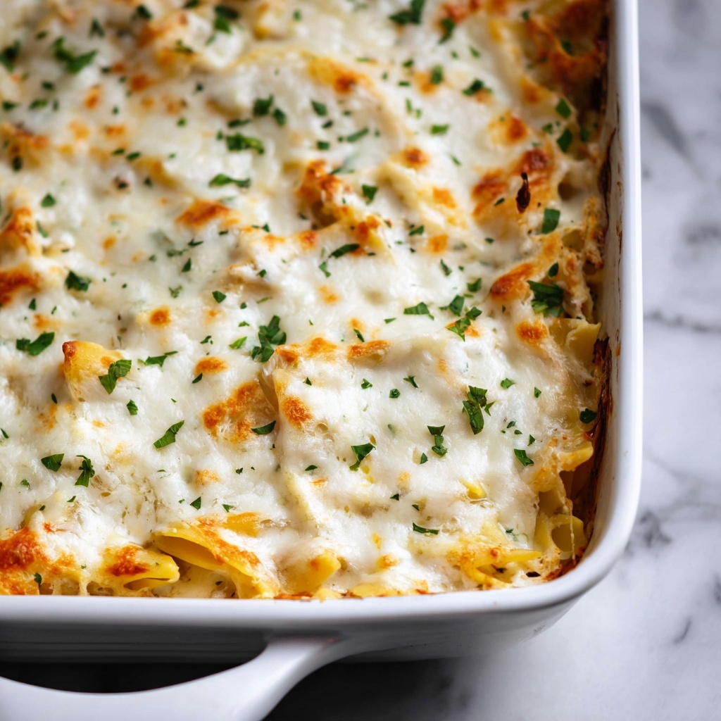 Three Cheese Chicken Alfredo Bake Recipe - Recipe Image