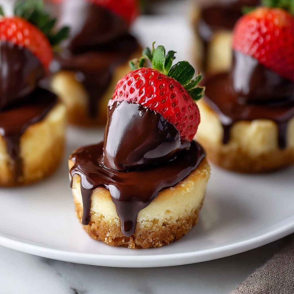 Chocolate-Dipped Strawberry Mini Cheesecakes Recipe - Recipe Image