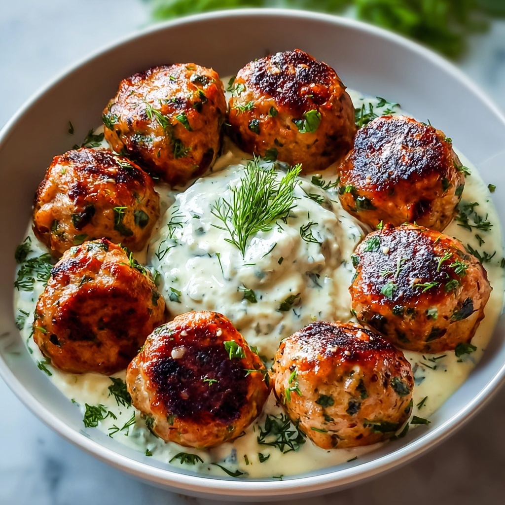 Greek Chicken Meatballs with Homemade Tzatziki Recipe - Recipe Image