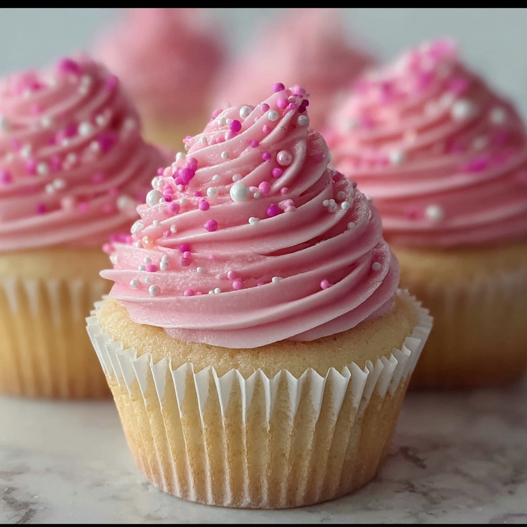 Pink Velvet Cupcakes with Vanilla Buttercream Frosting Recipe - Recipe Image