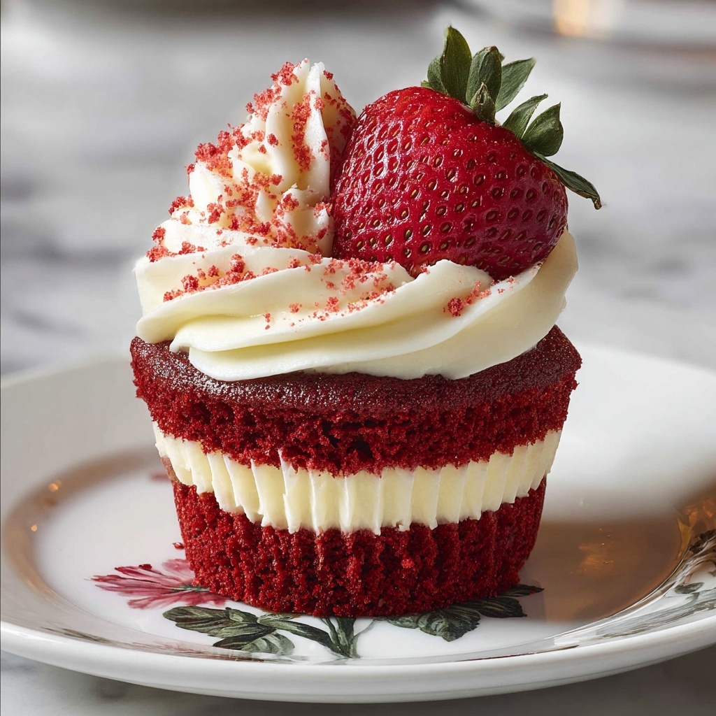 Strawberry Cheesecake Red Velvet Cupcakes Recipe - Recipe Image