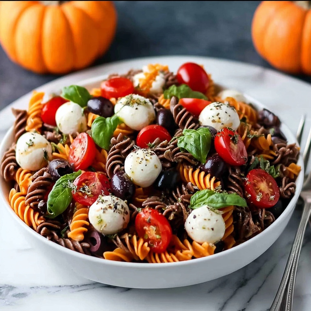 Halloween Caprese Pasta Salad – Quick, Spooky, and Delicious! Recipe - Recipe Image