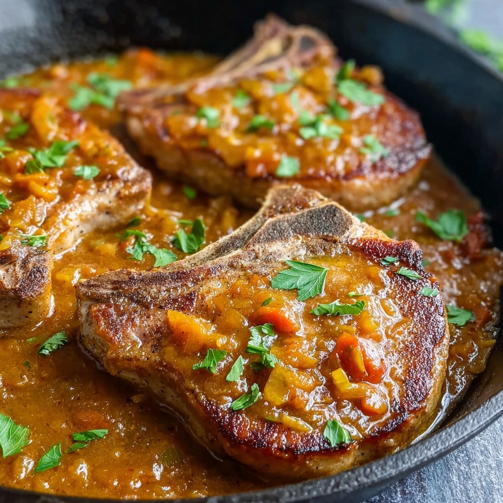 Smothered Pork Chops with Creamy Onion Gravy Recipe - Recipe Image