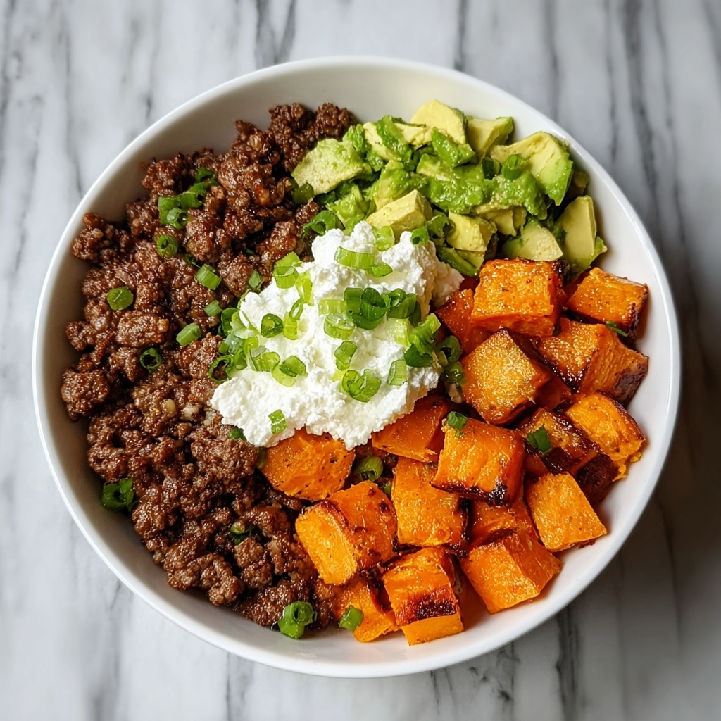 Sweet Potato Beef Bowl with Hot Honey and Cottage Cheese Recipe - Recipe Image