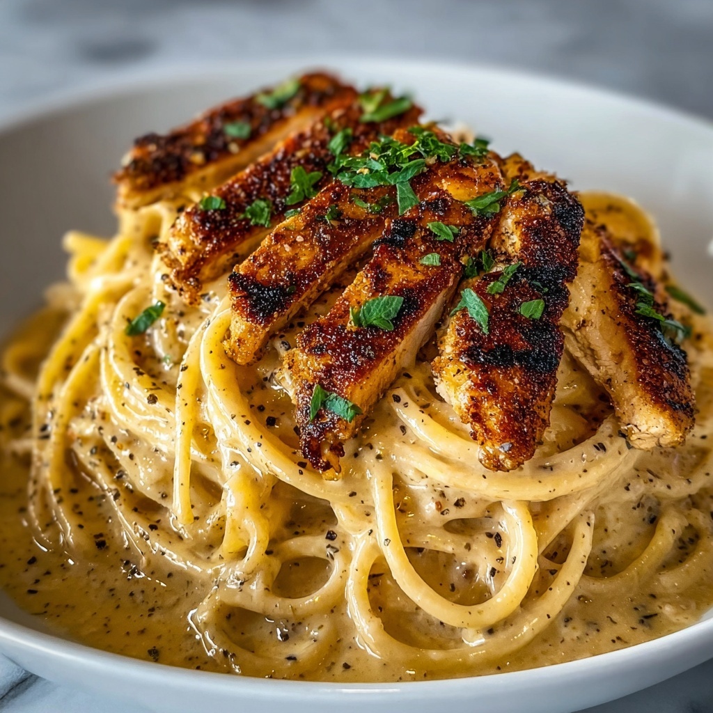 Cajun Chicken with Creamy Parmesan Linguine Pasta Recipe - Recipe Image